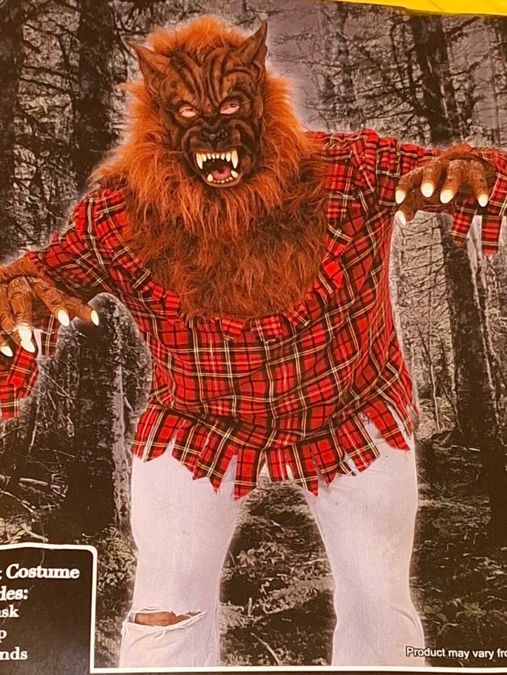 Adult Men's XXL Full Moon Realistic Werewolf Halloween Costume 3 Piece Cosplay